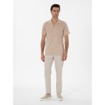 Cacharel Erkek Bej Carrot Fit Keten Karışımlı Kanvas Pantolon 50306386-VR011