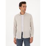 Cacharel Erkek Bej Regular Fit Alttan Biritli Liyosel Gömlek 50300590-VR011 - 3XL