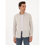 Cacharel Erkek Bej Regular Fit Alttan Biritli Liyosel Gömlek 50300590-VR011