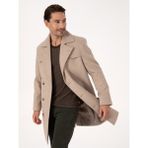 Cacharel Erkek Bej Regular Fit Yün Karışımlı Kaban Kaşe 50311634-VR011 - 46