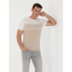 Cacharel Erkek Bej Slim Fit Bisiklet Yaka Triko T-Shirt 50265920-VR011