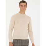Cacharel Erkek Bej Slim Fit Çeyrek Balıkçı Yaka Triko Kazak 50276521-VR011