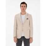 Cacharel Erkek Bej Slim Fit Keten Karışımlı Ceket 50306892-VR011 - 6 Drop - 52