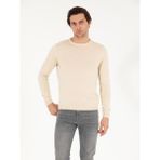 Cacharel Erkek Bej Slim Fit Pamuk Karışımlı Bisiklet Yaka Basic Triko Kazak 50257379-VR011 - XL