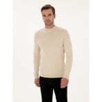 Cacharel Erkek Bej Slim Fit Pamuk Karışımlı Çeyrek Balıkçı Yaka Basic Triko Kazak 50318704-VR011 - 2XL