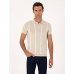 Cacharel Erkek Bej Slim Fit Polo Yaka Triko T-Shirt 50300833-VR011 - XL