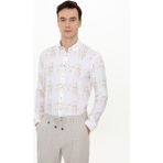 Cacharel Erkek Bej Slim Fit Uzun Kollu Gömlek 50247574-VR011 - 2XL