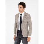 Cacharel Erkek Bej Slim Fit Yün İpek Karışımlı Flanel Ceket 50290528-VR011 - 54 - 6 Drop
