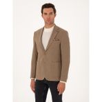 Cacharel Erkek Bej Slim Fit Yün Karışımlı Dokulu Ceket 50310768-VR011 - 6 Drop - 52