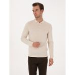 Cacharel Erkek Bej Slim Fit Yün Karışımlı Polo Yaka Basic Triko Kazak 50315267-VR011 - XL