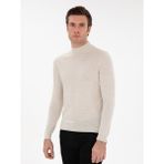 Cacharel Erkek Bej Slim Fit Yün Karışımlı Yarım Balıkçı Yaka Basic Triko Kazak 50293281-VR011