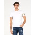 Cacharel Erkek Beyaz Bisiklet Yaka Slim Fit T-Shirt 50269976-VR013 - 3XL