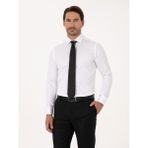 Cacharel Erkek Beyaz Slim Fit %100 Pamuk Yarım İtalyan Yaka Klasik Gömlek 50318216-VR013 - 38