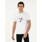Cacharel Erkek Beyaz Slim Fit Bisiklet Yaka Desenli T-Shirt 50305443-VR013 - 2XL