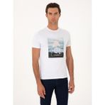 Cacharel Erkek Beyaz Slim Fit Bisiklet Yaka Pamuk Karışımlı T-Shirt 50311403-VR013 - 2XL