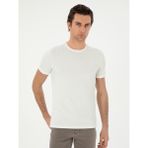 Cacharel Erkek Beyaz Slim Fit Çizgi Dokulu Bisiklet Yaka T-Shirt 50303372-VR013 - 2XL
