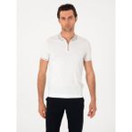 Cacharel Erkek Beyaz Slim Fit Fermuarlı Polo Yaka Triko T-Shirt 50306425-VR013 - 3XL