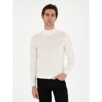 Cacharel Erkek Beyaz Slim Fit Yün Karışımlı Yarım Balıkçı Yaka Basic Triko Kazak 50270172-VR013