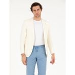 Cacharel Erkek Beyaz Slim Fit Yün Keten Karışımlı Ceket 50264752-VR013 - 6 Drop - 48