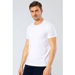 Cacharel Erkek Bisiklet Yaka Likralı T-Shirt - Beyaz - L