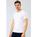 Cacharel Erkek Bisiklet Yaka Likrali T-Shirt Beyaz