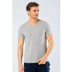 Cacharel Erkek Bisiklet Yaka Likralı T-shirt - GRİ XXL