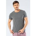 Cacharel Erkek Bisiklet Yaka Likrali T-Shirt Koyu Gri