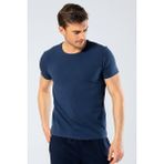 Cacharel Erkek Bisiklet Yaka Likralı T-shirt Lacivert - M - Mavi