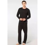 Cacharel Erkek Bisiklet Yaka Uzun Kollu Modal Pijama Takimi 2244/Siyah