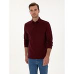 Cacharel Erkek Bordo Regular Fit %100 Pamuk 3 İplik Polo Yaka Sweatshirt 50318960-VR014