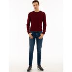 Cacharel Erkek Bordo Slim Fit Bisiklet Yaka Basic Triko Kazak 50227052-VR014