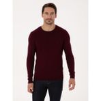 Cacharel Erkek Bordo Slim Fit Pamuk Karışımlı Bisiklet Yaka Triko Kazak 50318676-VR014 - XL