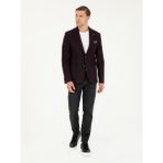 Cacharel Erkek Bordo Slim Fit Yün Karışımlı Ceket 50290531-VR014 - 6 Drop