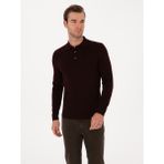 Cacharel Erkek Bordo Slim Fit Yün Karışımlı Polo Yaka Basic Triko Kazak 50315267-VR014 - XL