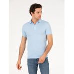 Cacharel Erkek Buz Mavisi Polo Yaka Slim Fit Basic Merserize T-shirt 50265364-VR095 - 5XL