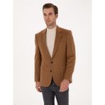 Cacharel Erkek Camel Slim Fit %100 Kaşmir Flanel Ceket 50314254-VR015 - 6 Drop - 52