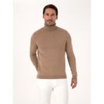 Cacharel Erkek Camel Slim Fit Pamuk Karışımlı Balıkçı Yaka Triko Kazak 50318678-VR015 - XL