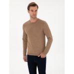 Cacharel Erkek Camel Slim Fit Yün Karışımlı Bisiklet Yaka Basic Triko Kazak 50315266-VR015