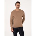 Cacharel Erkek Camel Slim Fit Yün Karışımlı Bisiklet Yaka Basic Triko Kazak 50318854-VR015 - 2XL