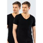 Cacharel Erkek Derin V Yaka Fanila 2'li Paket 1502/Siyah