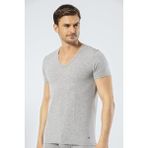 Cacharel Erkek Derin V Yaka Likralı T-Shirt - S - Gri
