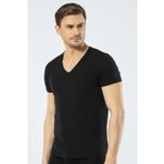 Cacharel Erkek Derin V Yaka Likralı T-shirt Siyah L