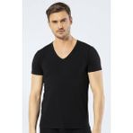 Cacharel Erkek Derin V Yaka Likralı T-shirt Siyah - XL
