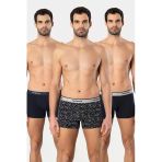 Cacharel Erkek Desenli Likralı Boxer 3'Lü Paket 1339/Lacivert 7