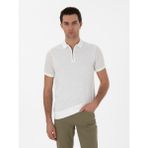 Cacharel Erkek Ekru Regular Fit Fermuarlı Polo Yaka Desenli T-Shirt 50302727-VR019