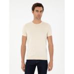 Cacharel Erkek Ekru Slim Fit Bisiklet Yaka %100 Pamuk Triko T-Shirt 50303282-VR019