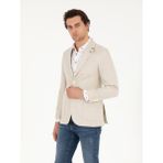 Cacharel Erkek Ekru Slim Fit İpek Keten Karışımlı Ceket 50264753-VR019 - 46 - 6 Drop