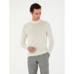 Cacharel Erkek Ekru Slim Fit Kaşmir İpek Karışımlı Çeyrek Balıkçı Yaka Triko Kazak 50296503-VR019 - XL