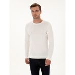 Cacharel Erkek Ekru Slim Fit Pamuk Karışımlı Bisiklet Yaka Triko Kazak 50318868-VR019 - 2XL