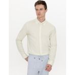 Cacharel Erkek Fıstık Yeşili Keten Karışımlı Slim Fit Uzun Kollu Gömlek 50250813-VR087